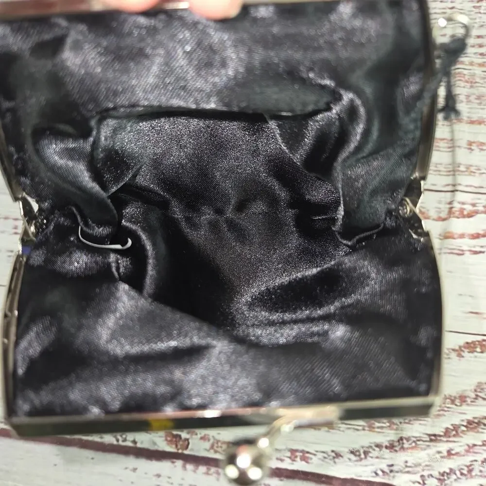 Bijoux Terner Beaded Satin Clutch Purse Removable Chain Strap Holiday Event NWT